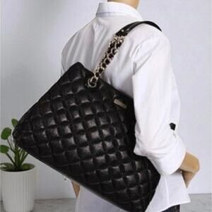 Kate Spade New York Gold Coast Maryanne Quilted Black Leather Shoulder Bag Tote